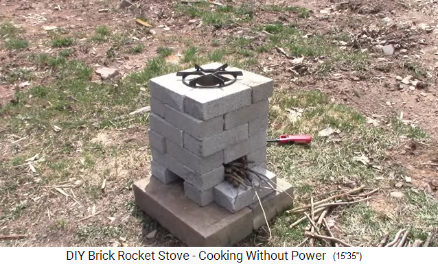 Kochstelle aus 25 Backsteinen mit Luft+
                und Holzzufuhr