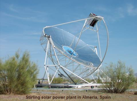 Stirling solar power plant in
                              Almeria, Spain