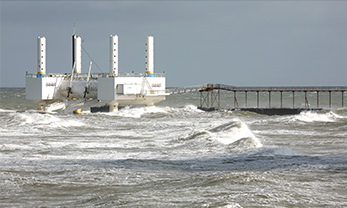 Wave storage power plant of
                              "Wave Star" in Hanstholm in
                              Denmark, prototype