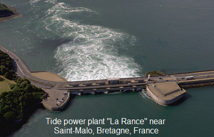 サンマロ、ブルターニュ、フランスの近くに「ラランス」の潮流発電所