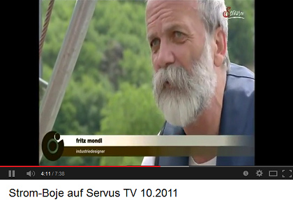 Fritz Mondl in the video of
                                Servus TV, the inventor of stream buoy
                                on the Danube