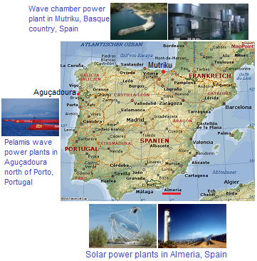 Map
                              of Spain and Portugal with the solar power
                              plants in Almeria in South of Spain
