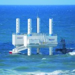 Wellen-Pumpkraftwerk "Wave
                              Star" in Dnemark mit Sicht auf die
                              Schwimmer