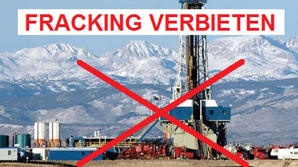Fracking verbieten, z.B. ein
                              Fracking-Turm in Wyoming, "USA"