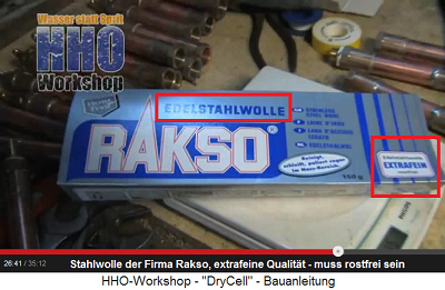 Die Stahlwolle kommt von der Firma Rakso,
                          und es muss "extrafeine" Qualitt
                          sein