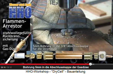 In das Endst�ck (Abschlusskappe) der
                          Gasd�se wird eine Bohrung 5mm gebohrt