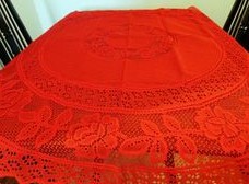 Stoffe: Rote Tischdecke aus Kokosfasern