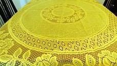 Stoffe: Gelbe Tischdecke aus Kokosfasern