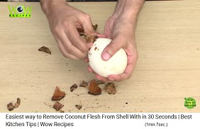 Cuando la cscara es suficientemente partida, se puede pelar el coco a mano 02