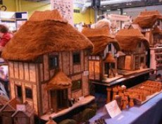 Casas modelo con techo de paja de fibra de coco