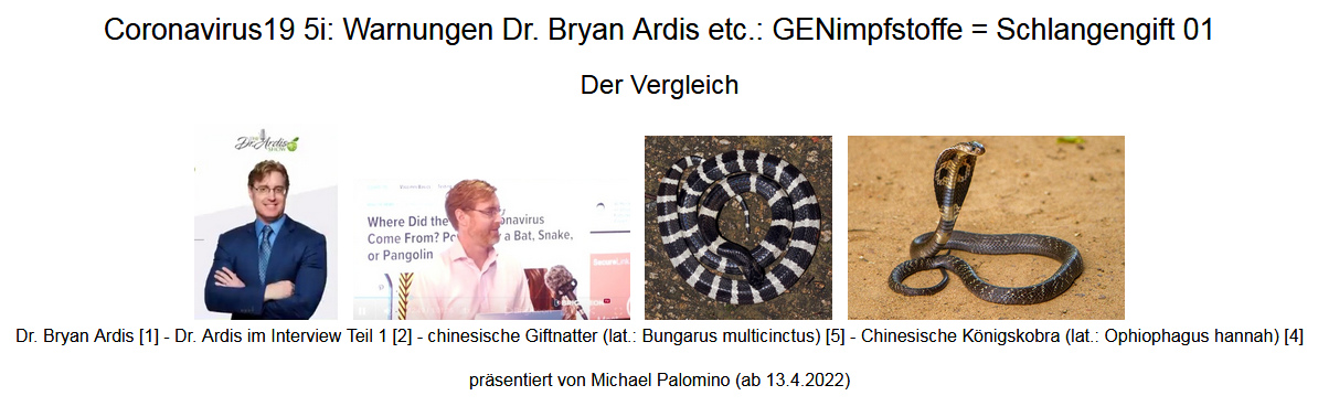 Titel des
                    Vergleichs zwischen Schlangengift und
                    "Coronaimpfungen"