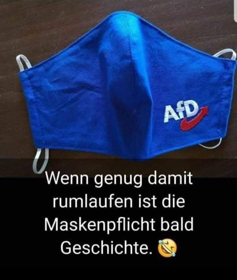 blaue Maske mit AfD-Logo blaue Maske
mit AfD-Logo