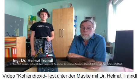 Dr. Helmut Traindl prsentiert seinen
                  CO2-Test mit Maske