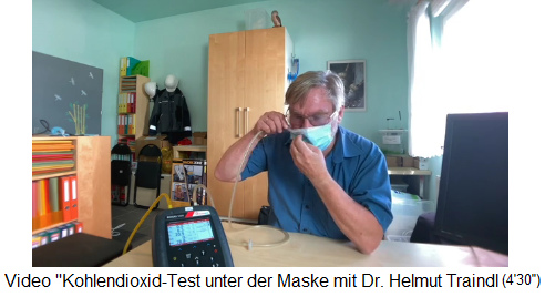 Video, Test 3: Dr. Traindl setzt sich den
Luftschlauch hinter die Maske Video, Test 3: Dr.
Traindl setzt sich den Luftschlauch hinter die Maske