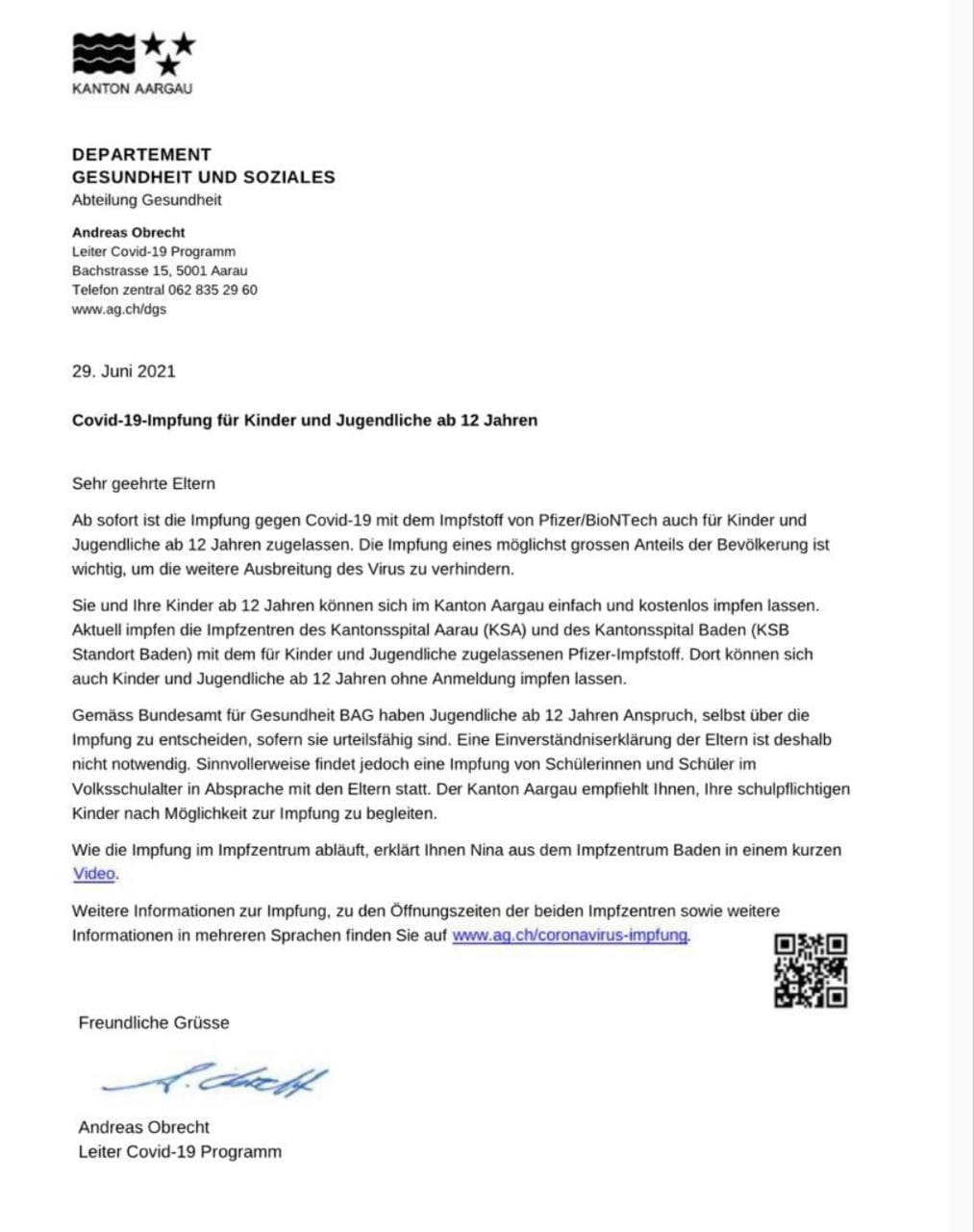 Verbrechen im Kanton Aargau
30.6.2021: Brief mit Genimpfwerbung gegen
Kinder mit dem Argument "Schutz vor dem
Virus" Verbrechen im Kanton
Aargau 30.6.2021: Brief mit Genimpfwerbung
gegen Kinder mit dem Argument "Schutz
vor dem Virus"