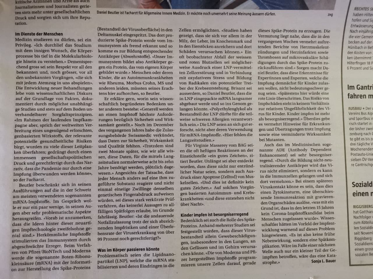 Schweiz 30.6.2021: Artikel des
Landboten: Die Impfschäden durch Genimpfungen
sind hoch - und die Kinder sind kaum anfällig
auf Corona19 Schweiz 30.6.2021: Artikel
des Landboten: Die Impfschäden durch
Genimpfungen sind hoch - und die Kinder sind
kaum anfällig auf Corona19