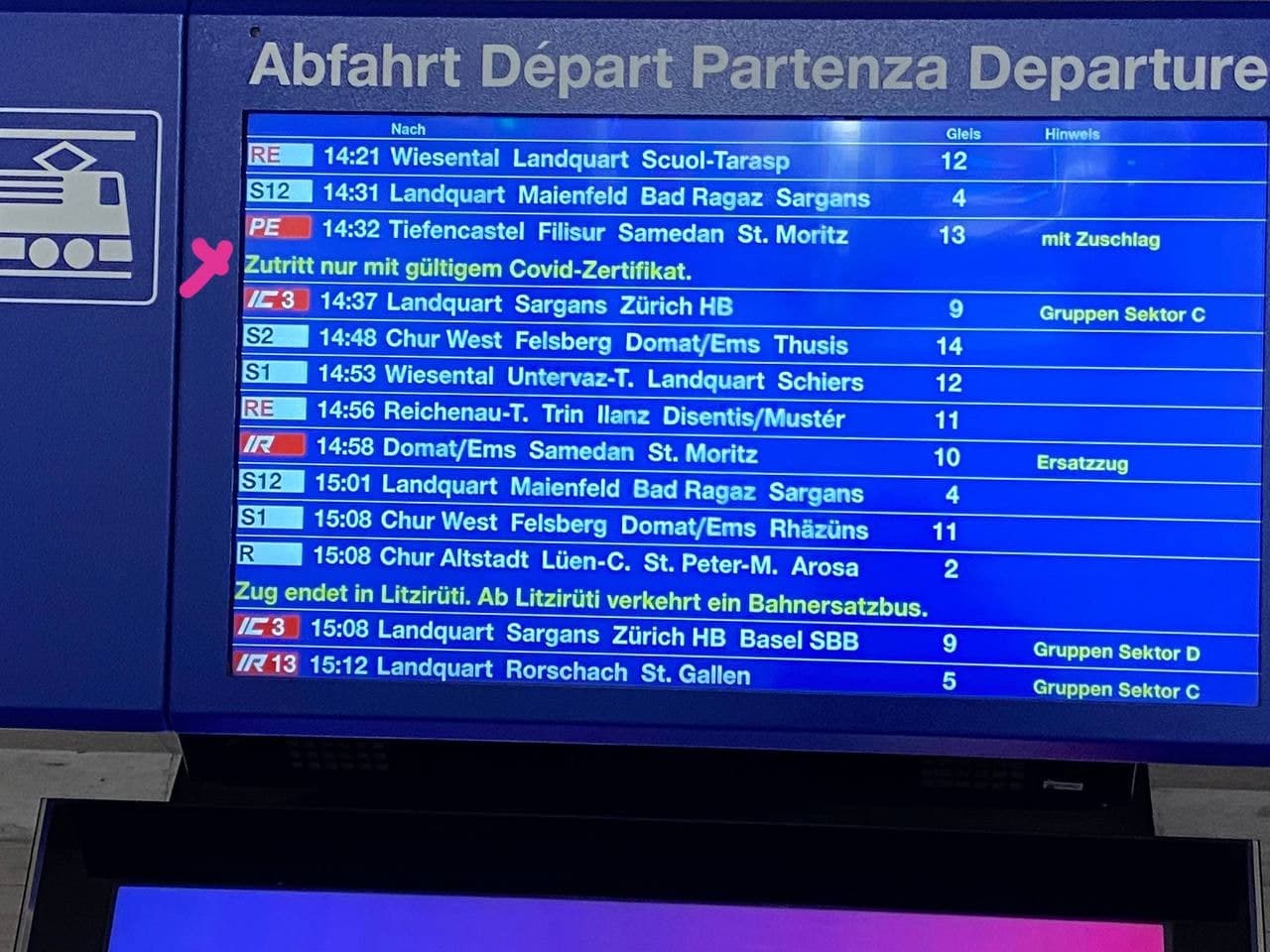 Fascho-Kanton Graubünden mit 3G-Diskriminierung
                  17.9.2021: Zug nach St. Moritz nur mit 3G-Terror