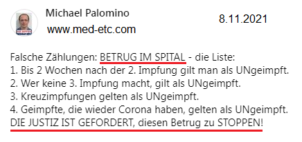 Die Liste mit
                        den Betr�gereien in Spit�lern mit falschen
                        Z�hlungen von GENgeimpften als UNgeimpfte