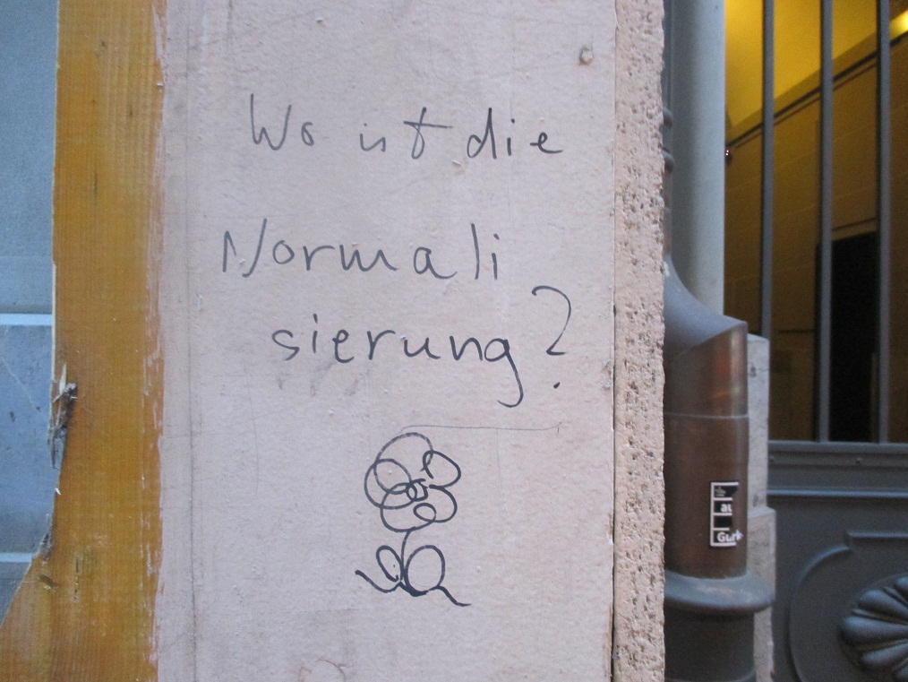 Demo in Bern 22.1.2022:
                "Wo ist die Normalisierung?"
