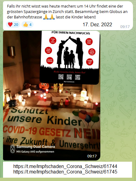 Widerstand Demo in Zürich 16.12.2022:
Spaziergang um 14 Uhr Bahnhofstrasse Ex-Globus Widerstand Demo in Zürich 16.12.2022:
Spaziergang um 14 Uhr Bahnhofstrasse Ex-Globus