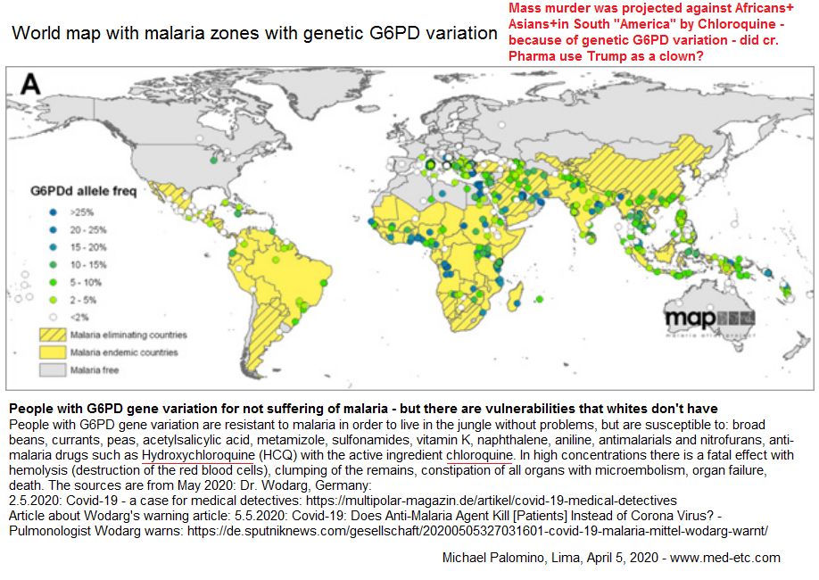 Weltkarte mit den Malaria-Gebieten mit
                            Malaria-Zonen-Menschen mit der genetischen
                            Malaria-Resistenz G6PD Favismus