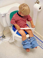 Durchfall
              (hier ein Kind auf dem WC) muss je nach Blutgruppe
              verschieden behandelt werden, weil die Sensibilitten
              verschieden sind