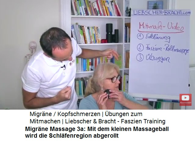 Migr�ne
                    Massage 3b: Mit dem kleinen Massageball wird die
                    Schl�fenregion abgerollt