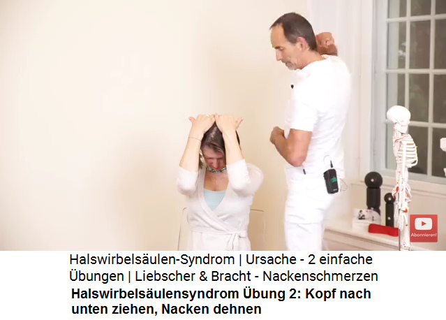 HWS-Syndrom bung 2: Kopf
                        nach unten ziehen, Rcken geradehalten und
                        Nacken dehnen