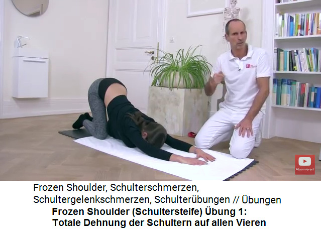 Frozen Shoulder (Schultersteife)
                  �bung 1: Auf allen Vieren und mit den H�nden in
                  Herzform die Schultern maximal dehnen