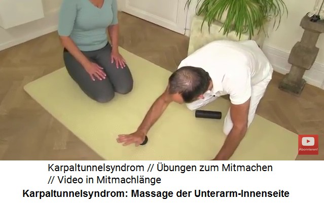 Massage 1a gegen
                      Karpaltunnelsyndrom: Massage der
                      Unterarm-Innenseite auf einem kleinen
                      Gymnastikball