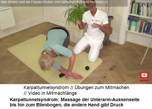 Massage gegen
                      Karpaltunnelsyndrom 3c: Die Massage der
                      Ellenbogen-Aussenseite erreicht bald den
                      Ellenbogen, die andere Hand greift jeweils nach
                      und gibt Druck von oben