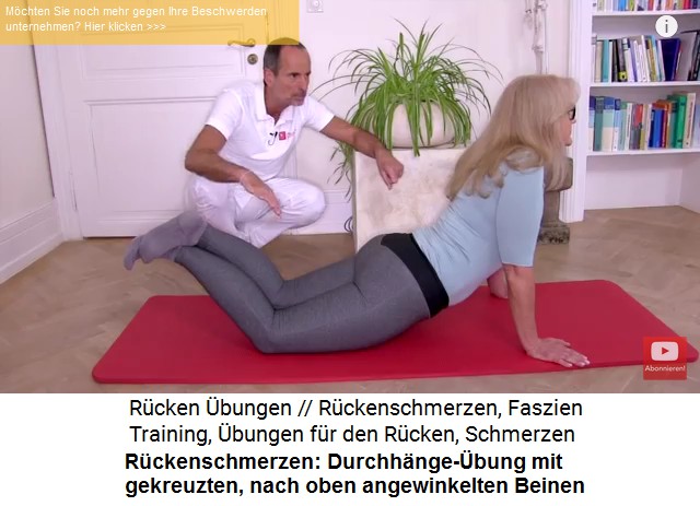 R�ckenschmerzen: Die Durchh�nge-�bung mit
                      gekreuzten und nach oben angewinkelten Beinen 02
