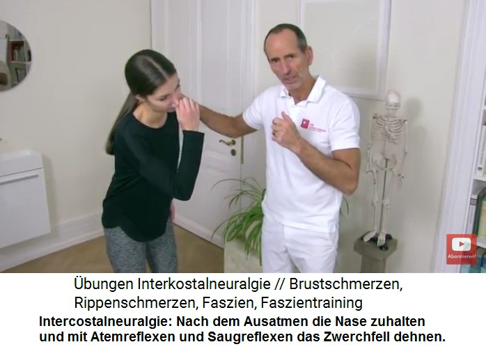 Intercostalneuralgie �bung 1: Nach
                              dem grossen Ein- und Ausatmen h�lt man
                              sich die Nase zu und mit dem Atemreflex /
                              Saugreflex wird das Zwerchfell im K�rper
                              gedehnt