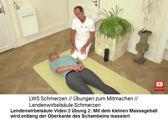 Bauchbereich entspannen: Der
                  kleine Massageball macht eine Tour Schambein-Oberkante
                  - Darmbein - Rippenbogen hoch