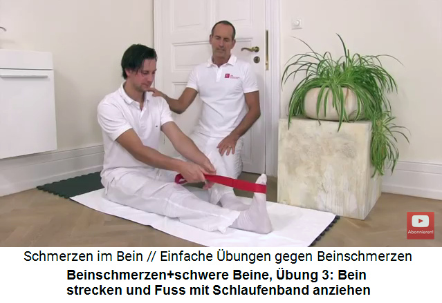 Beinschmerzen und
                              schwere Beine, �bung 3: Bein strecken und
                              Fuss mit Schlaufenband anziehen