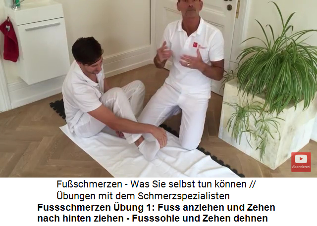 Fussschmerzen �bung 1: Im Sitzen die Zehen
                      greifen und nach zur�ckziehen, das dehnt die
                      Fusssohle und die Zehen