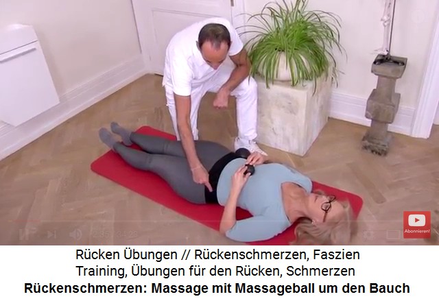 Massage um den Bauch mit
                  einem kleinen Massageball 01, Beginn unter dem
                  Brustbein