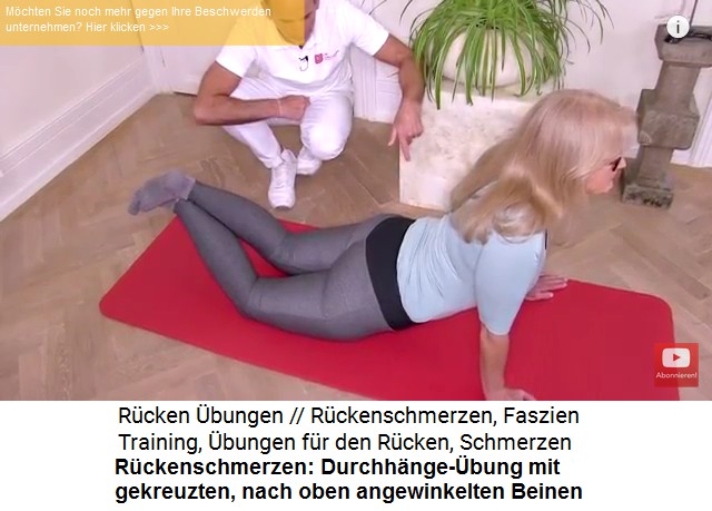 R�ckenschmerzen: Die
                  Durchh�nge-�bung mit gekreuzten und nach oben
                  angewinkelten Beinen 01