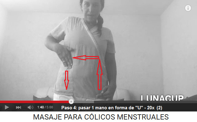 C�licos menstruales paso 4: mover una mano
                    en forma de "U" alrededor de la matriz -
                    20 veces (2)