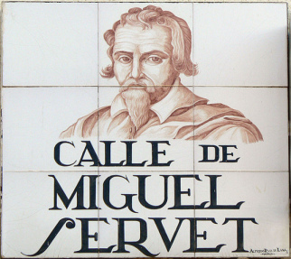 Miguel
                Servet auf einem Strassenschild in Madrid
