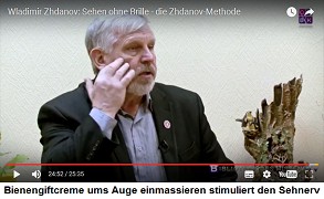 Bienengiftcreme ums Auge einmassieren
                              stimuliert den Sehnerv