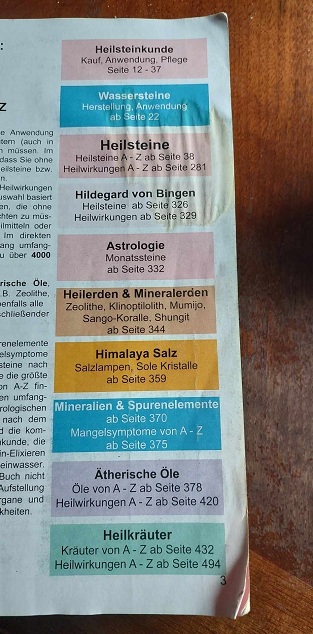 Das Grosse Lexikon der Heilsteine,
                            D�fte und Kr�uter - Inhaltsverzeichnis