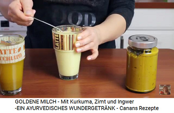Die
                        "Goldene Milch" mit Kurkumapaste im
                        Glas