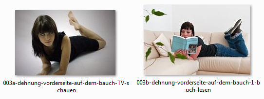 Sammelfoto: auf dem Bauch liegen, auf
Ellenbogen aufgestützt Sammelfoto: auf dem
Bauch liegen, auf Ellenbogen aufgestützt