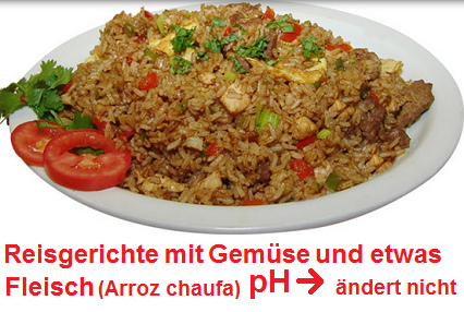 Reisgericht mit Gemse und etwas
                              Fleisch (Arroz chaufa): Der pH-Wert bleibt
                              gleich