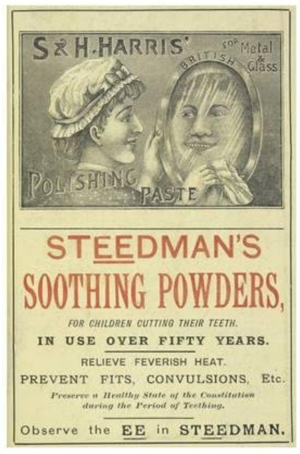 Plakat mit Werbung für Quecksilberpulver
als Zahnreinigung 1880er Jahre Plakat mit
Werbung für Quecksilberpulver als Zahnreinigung
1880er Jahre