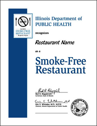 Certificate of a non-smoking
                              restaurant