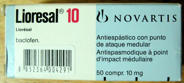 Lioresal / Baclofen, Packung in Hellblau Lioresal / Baclofen, Packung in Hellblau