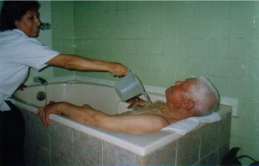 Paciente con hidroterapia