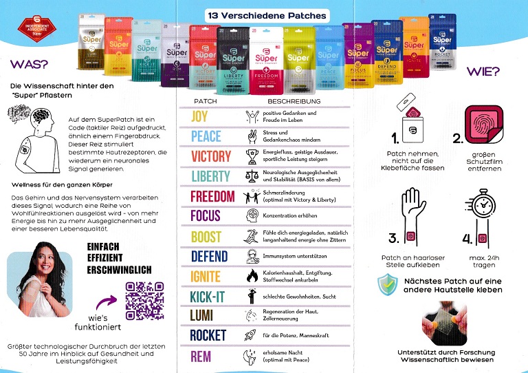 Rillenpflaster "Super Patch",
Prospekt Rückseite Rillenpflaster "Super
Patch", Prospekt Rückseite
